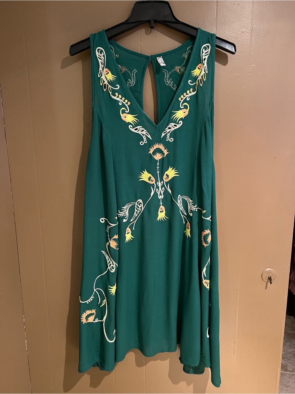 Free People Intimately Embroidered Dress in Ivy Green Combo Sz L NEW